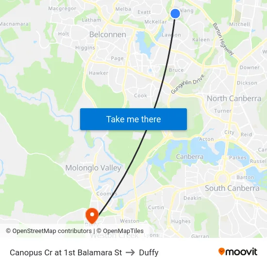 Canopus Cr at 1st Balamara St to Duffy map