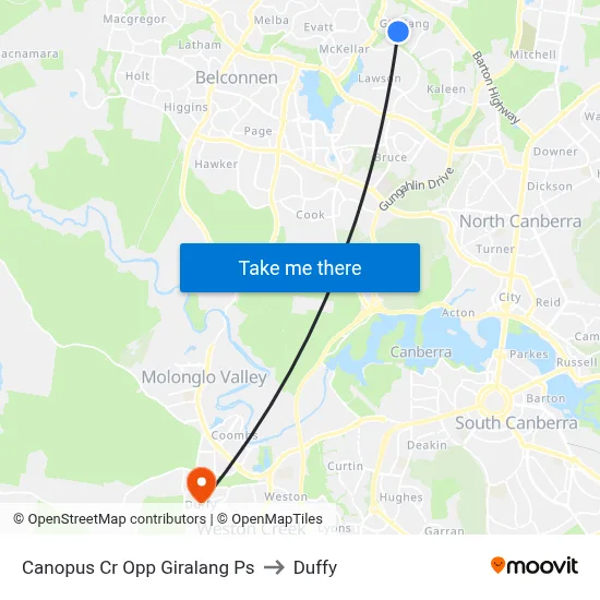Canopus Cr Opp Giralang Ps to Duffy map