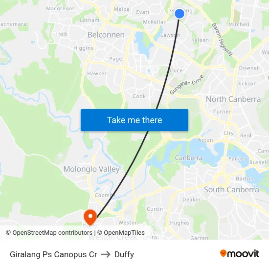 Giralang Ps Canopus Cr to Duffy map