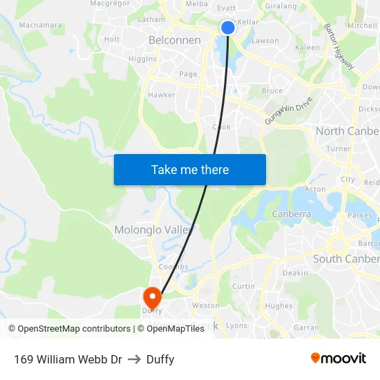 169 William Webb Dr to Duffy map