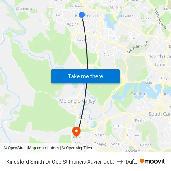 Kingsford Smith Dr Opp St Francis Xavier College to Duffy map