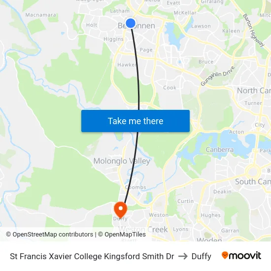 St Francis Xavier College Kingsford Smith Dr to Duffy map