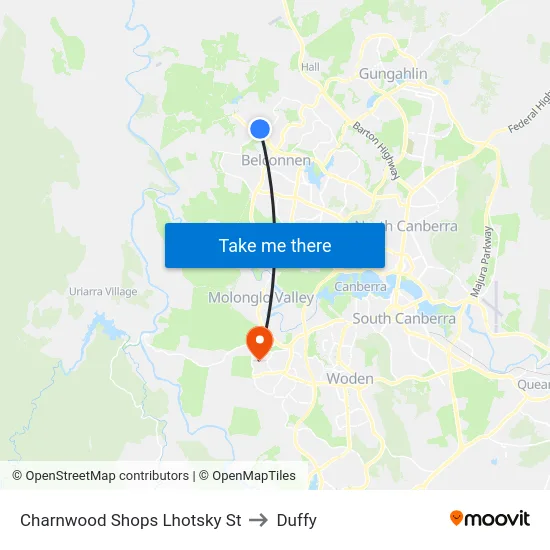Charnwood Shops Lhotsky St to Duffy map