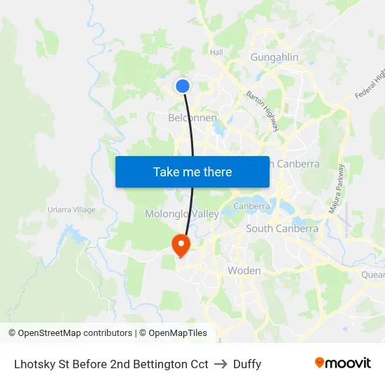 Lhotsky St Before 2nd Bettington Cct to Duffy map