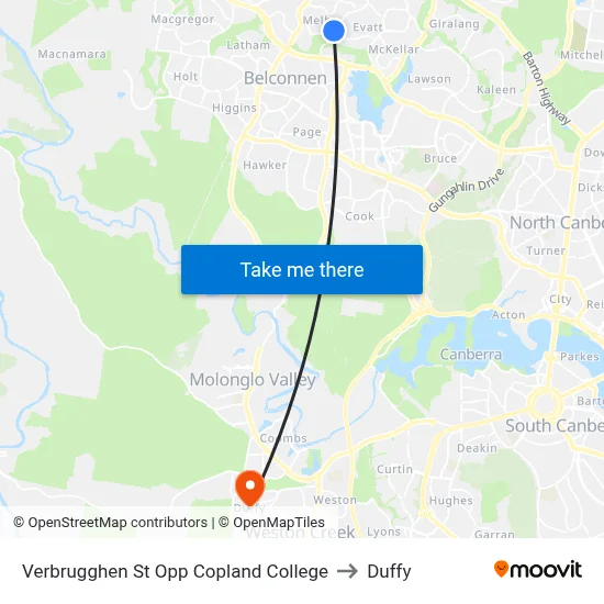 Verbrugghen St Opp Copland College to Duffy map