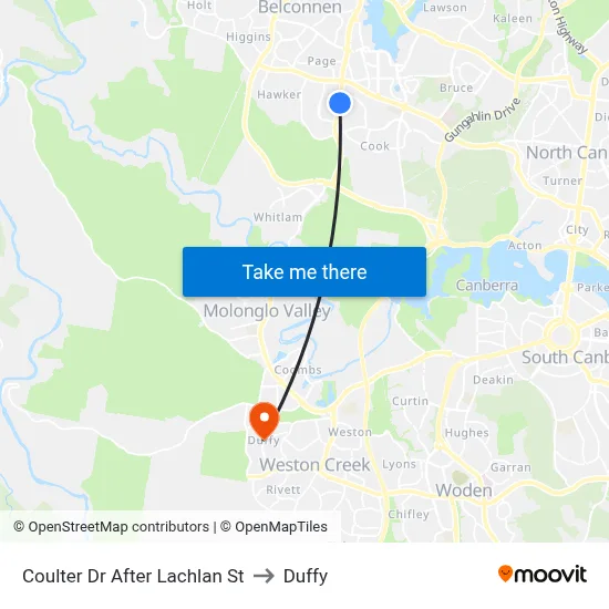 Coulter Dr After Lachlan St to Duffy map