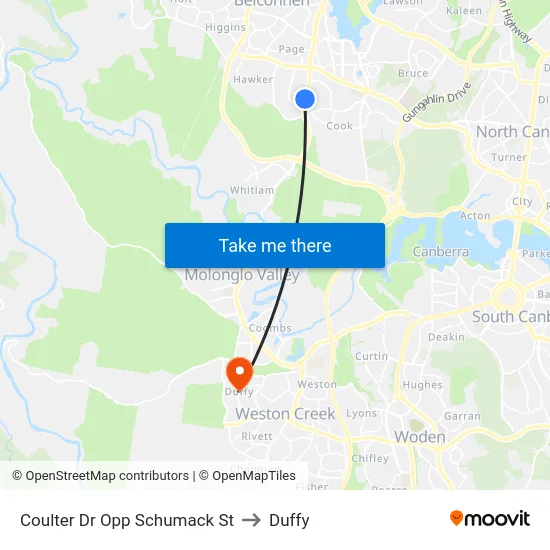 Coulter Dr Opp Schumack St to Duffy map