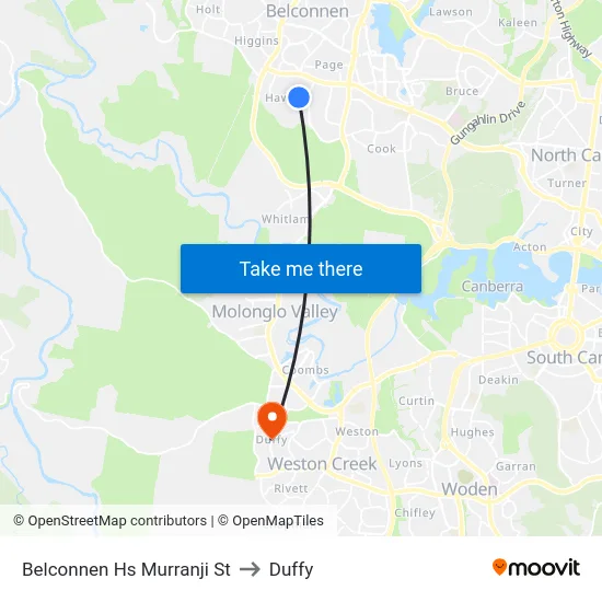 Belconnen Hs Murranji St to Duffy map