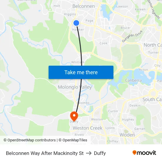 Belconnen Way After Mackinolty St to Duffy map