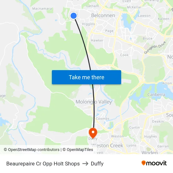 Beaurepaire Cr Opp Holt Shops to Duffy map
