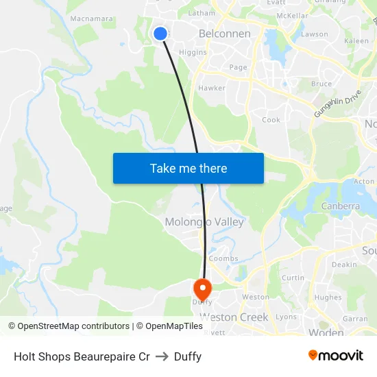 Holt Shops Beaurepaire Cr to Duffy map