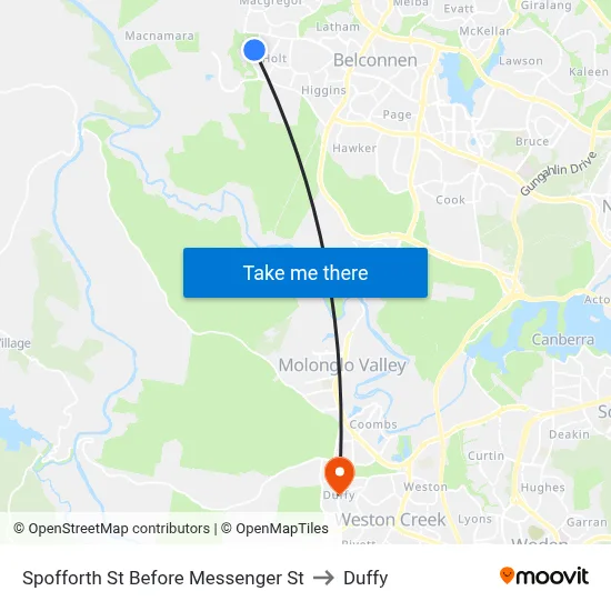 Spofforth St Before Messenger St to Duffy map