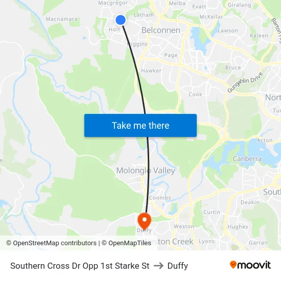 Southern Cross Dr Opp 1st Starke St to Duffy map