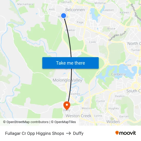 Fullagar Cr Opp Higgins Shops to Duffy map