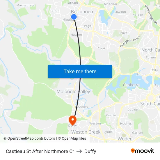Castieau St After Northmore Cr to Duffy map
