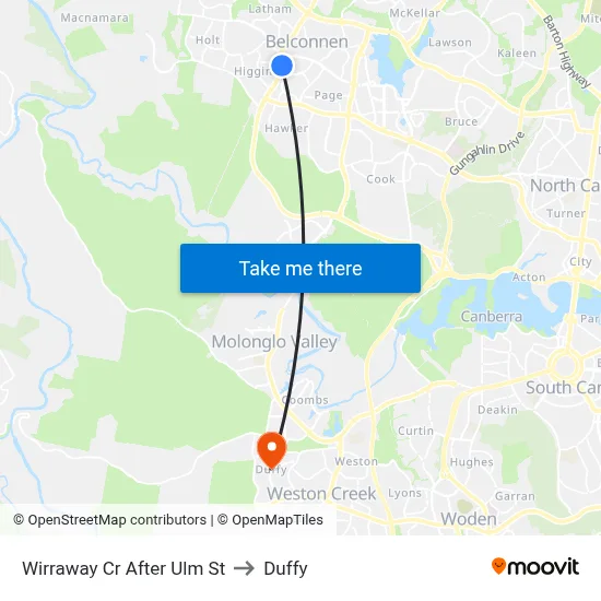 Wirraway Cr After Ulm St to Duffy map