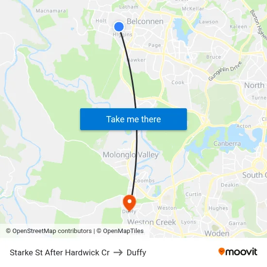 Starke St After Hardwick Cr to Duffy map