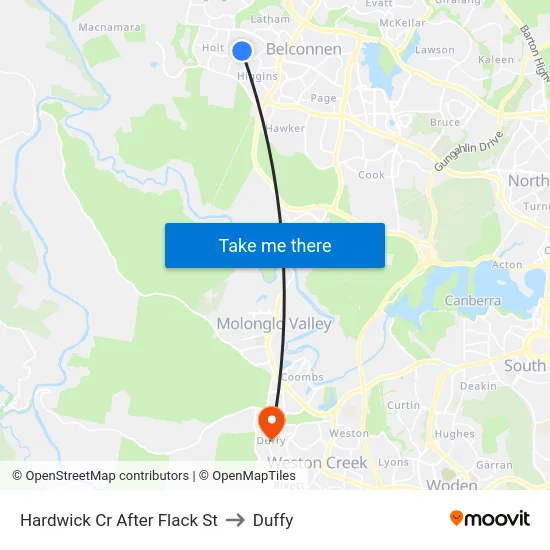 Hardwick Cr After Flack St to Duffy map