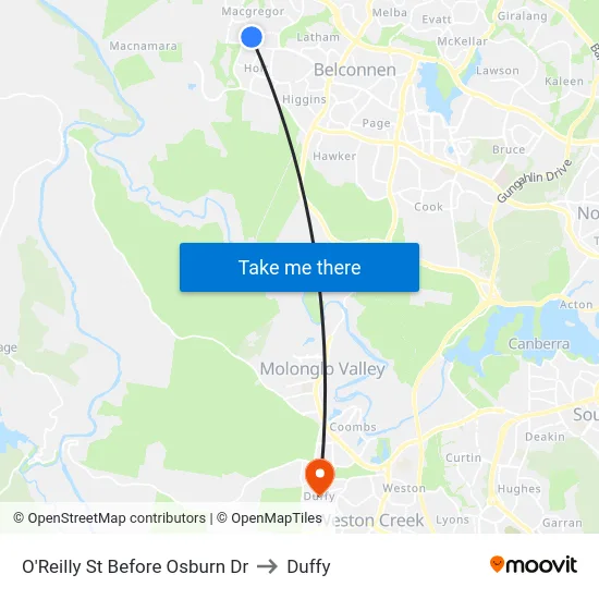 O'Reilly St Before Osburn Dr to Duffy map
