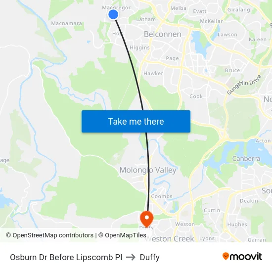 Osburn Dr Before Lipscomb Pl to Duffy map