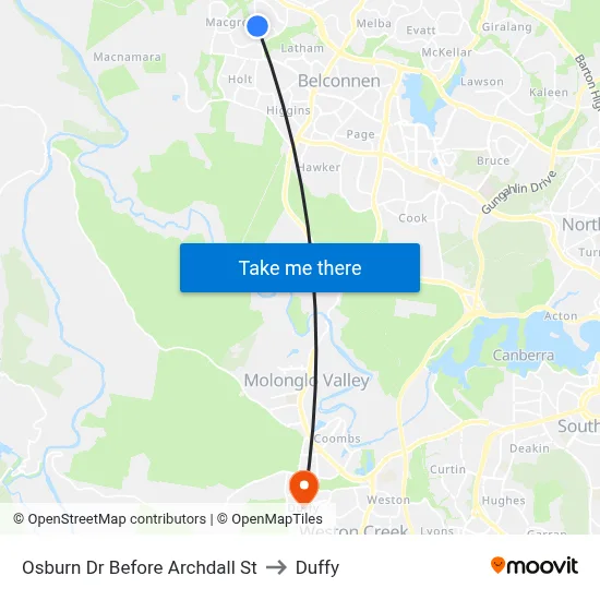 Osburn Dr Before Archdall St to Duffy map