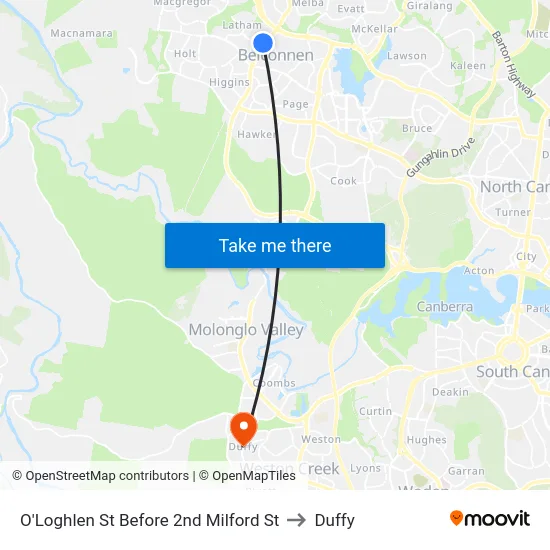 O'Loghlen St Before 2nd Milford St to Duffy map