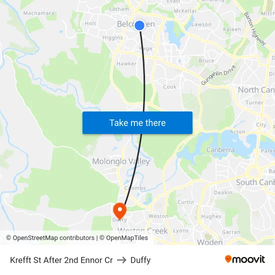 Krefft St After 2nd Ennor Cr to Duffy map