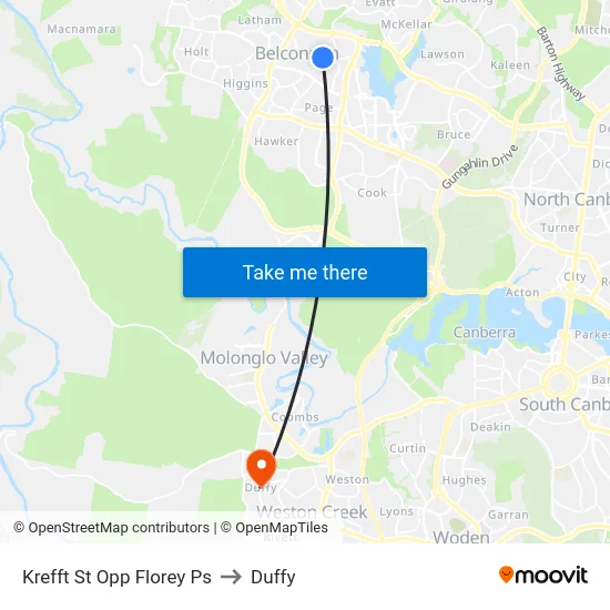 Krefft St Opp Florey Ps to Duffy map