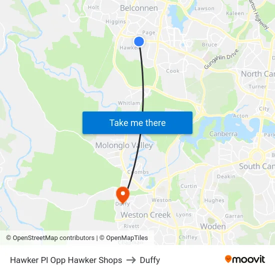 Hawker Pl Opp Hawker Shops to Duffy map