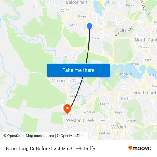 Bennelong Cr Before Lachlan St to Duffy map