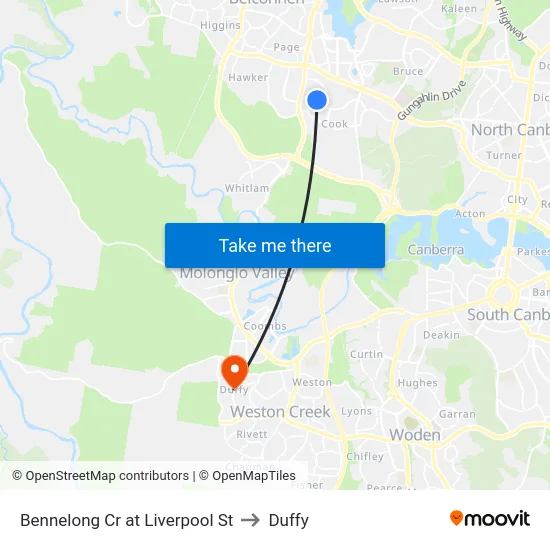 Bennelong Cr at Liverpool St to Duffy map