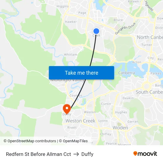 Redfern St Before Allman Cct to Duffy map