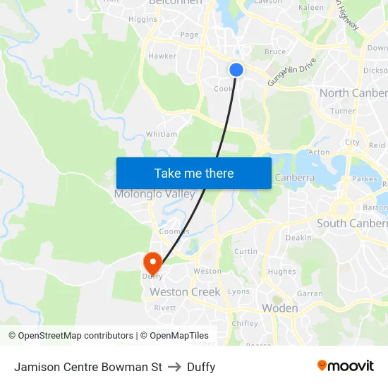 Jamison Centre Bowman St to Duffy map