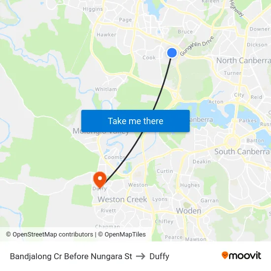 Bandjalong Cr Before Nungara St to Duffy map