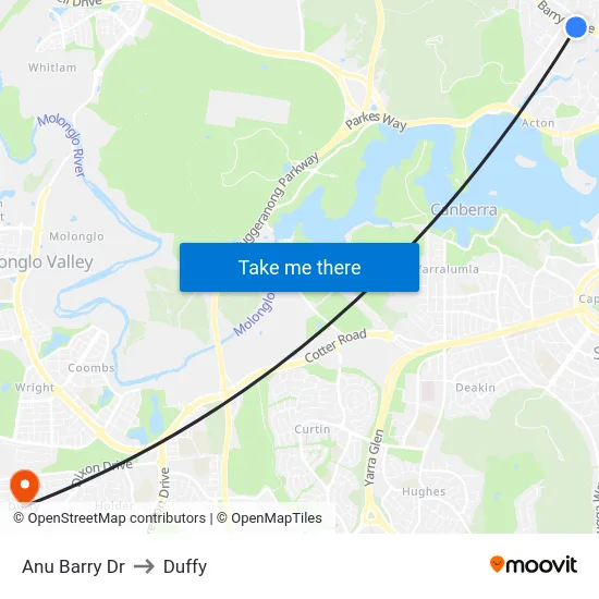 Anu Barry Dr to Duffy map