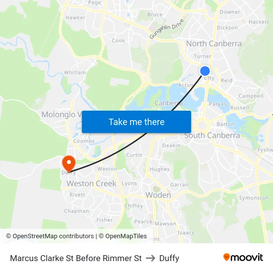 Marcus Clarke St Before Rimmer St to Duffy map