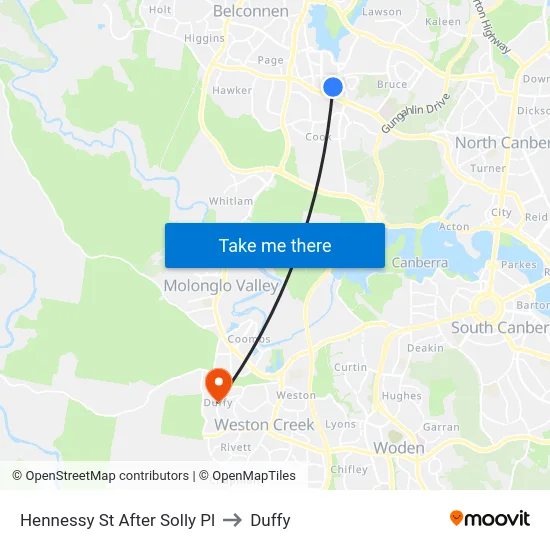 Hennessy St After Solly Pl to Duffy map