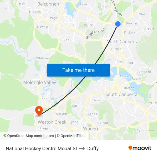 National Hockey Centre Mouat St to Duffy map