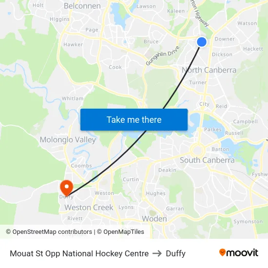 Mouat St Opp National Hockey Centre to Duffy map