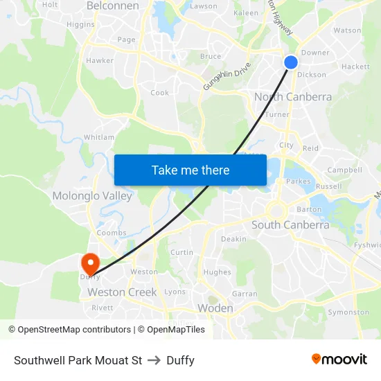 Southwell Park Mouat St to Duffy map