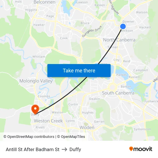 Antill St After Badham St to Duffy map