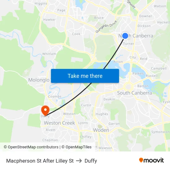 Macpherson St After Lilley St to Duffy map