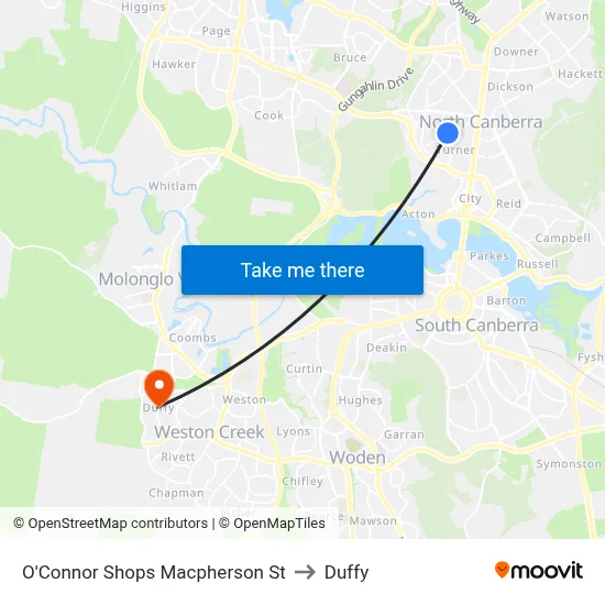 O'Connor Shops Macpherson St to Duffy map