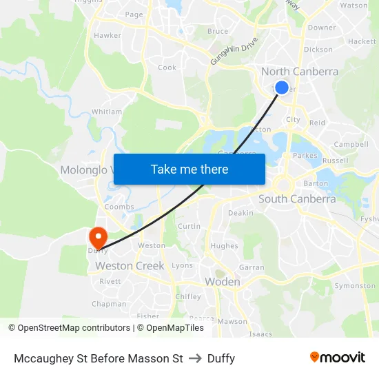 Mccaughey St Before Masson St to Duffy map