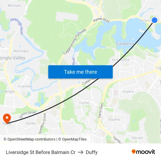 Liversidge St Before Balmain Cr to Duffy map
