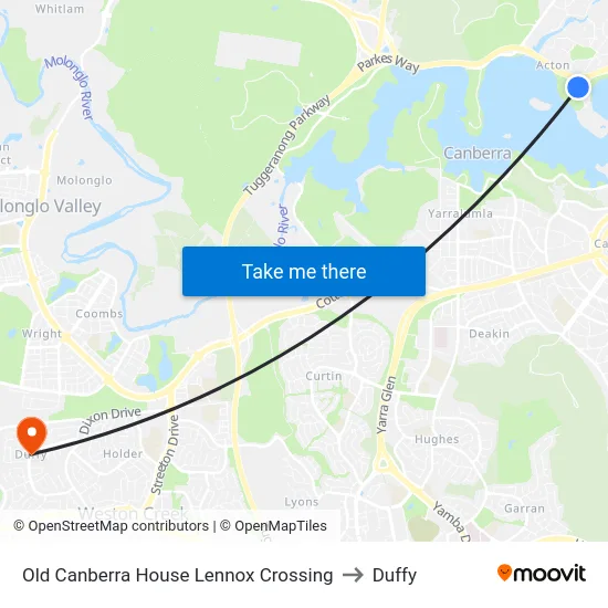 Old Canberra House Lennox Crossing to Duffy map
