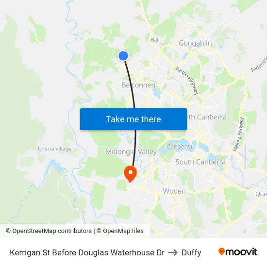 Kerrigan St Before Douglas Waterhouse Dr to Duffy map