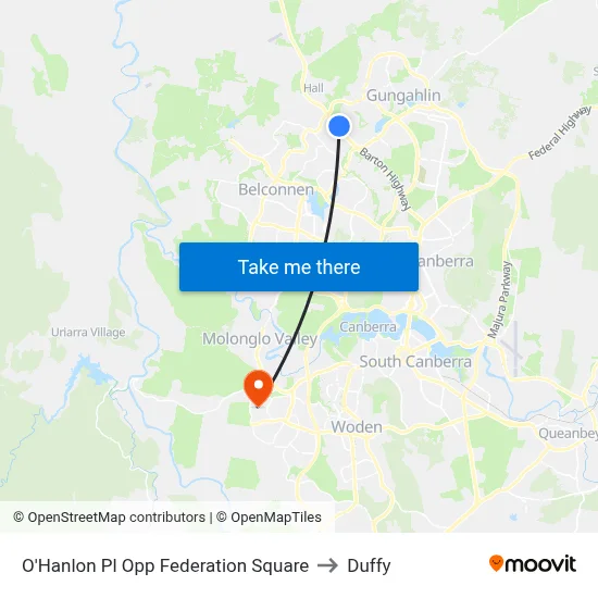 O'Hanlon Pl Opp Federation Square to Duffy map