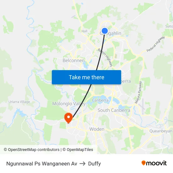 Ngunnawal Ps Wanganeen Av to Duffy map