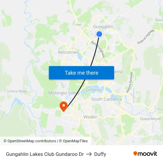Gungahlin Lakes Club Gundaroo Dr to Duffy map